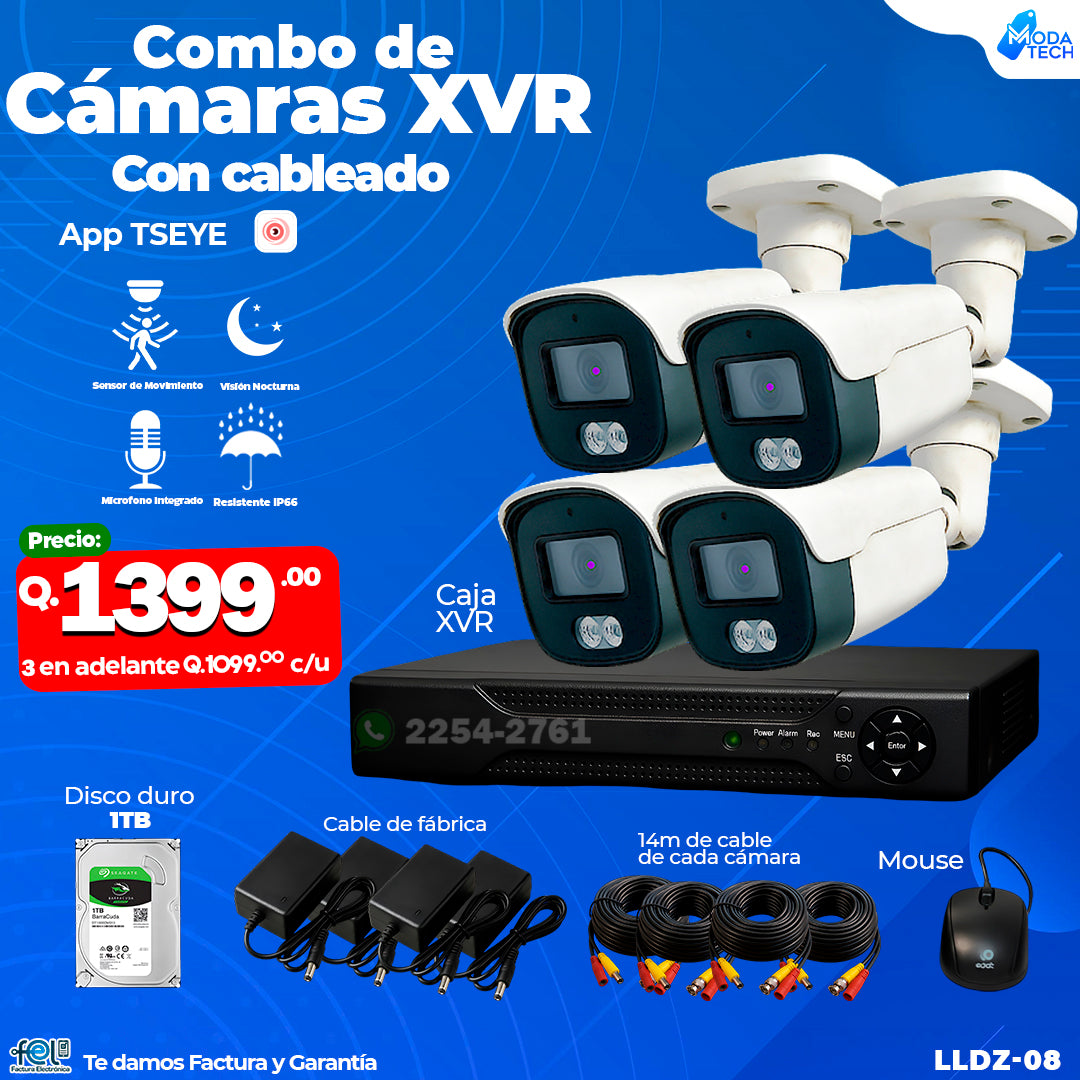Kit de Cámaras XVR de 4 Cámaras ✨🔦