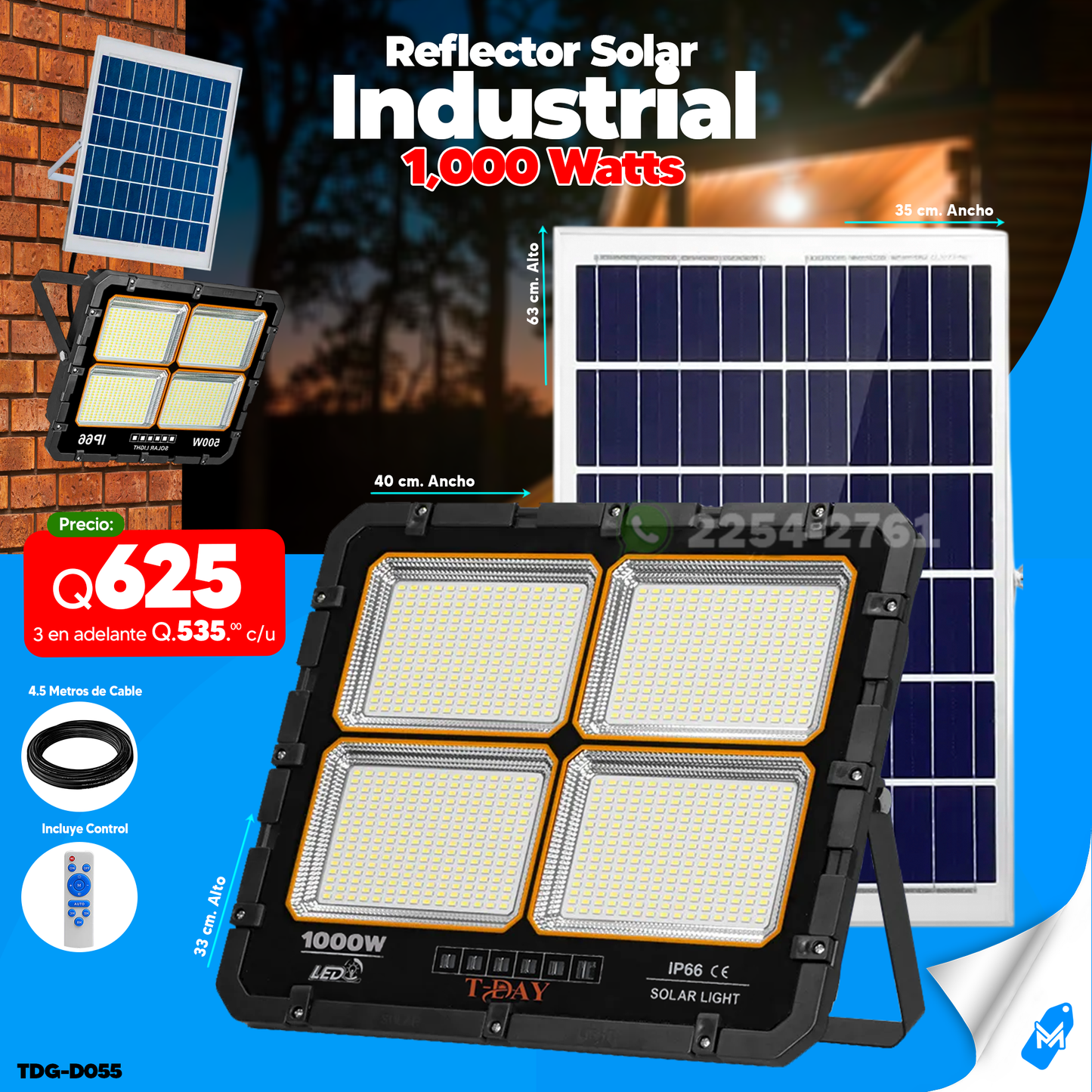 Reflecto Solar Industrial led de 1,000 watts