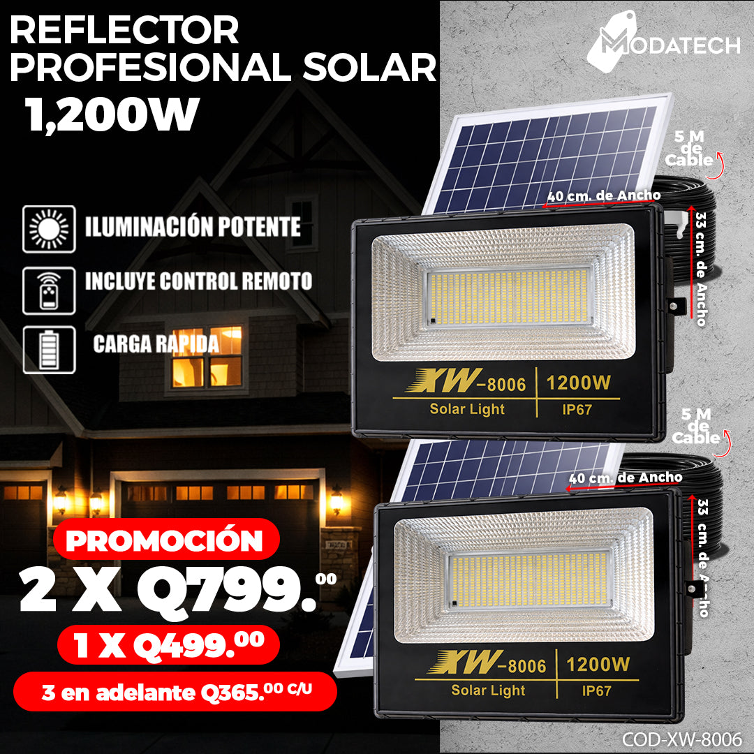 Reflectores Solares con Panel 1,200 Watts 🌞