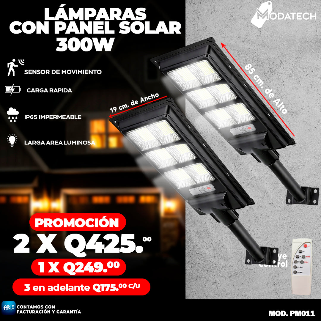 Lámpara Solar con Panel de 300 Watts 🏃🏻