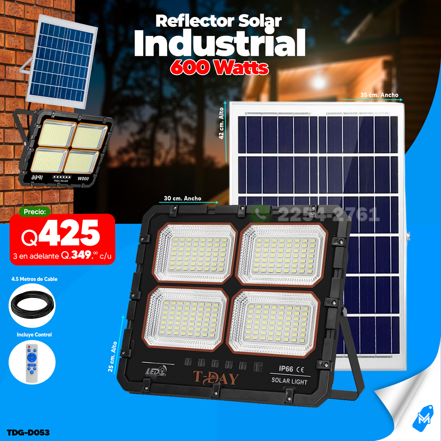 Reflecto Solar Industrial led de 600 watts