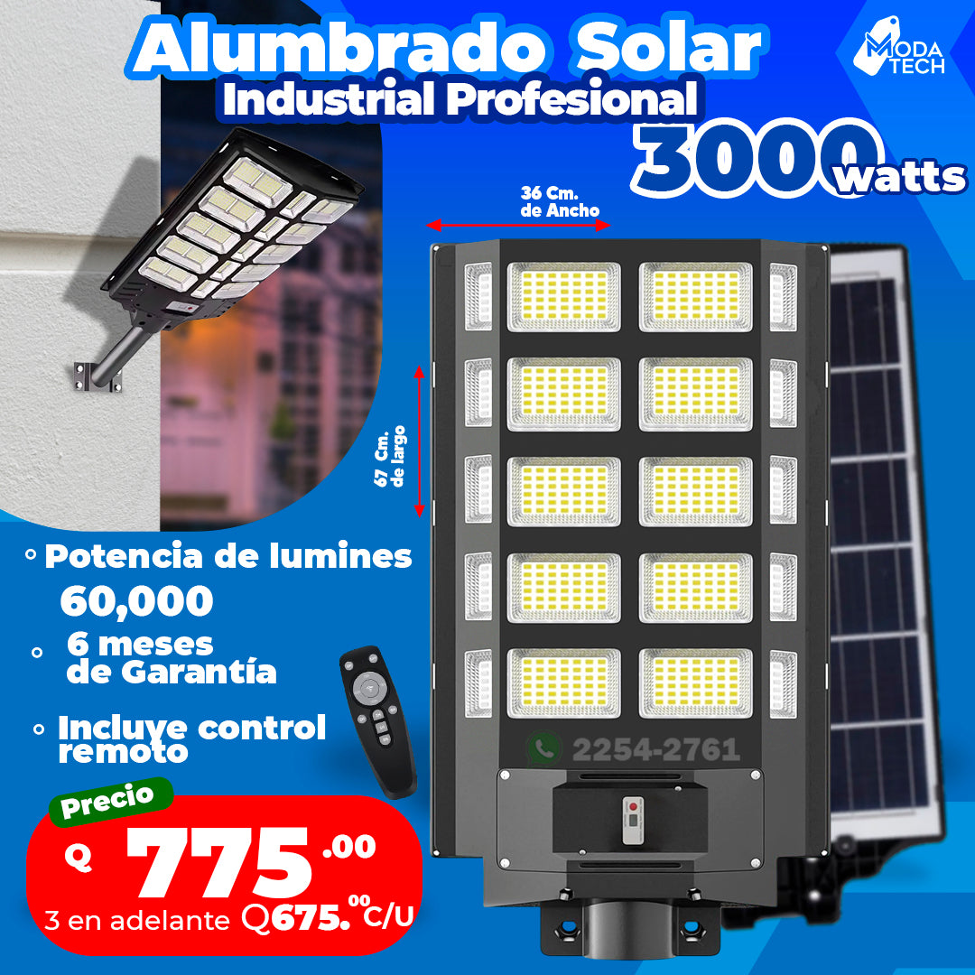 Alumbrado Solar Industrial 3000W ☀️💡