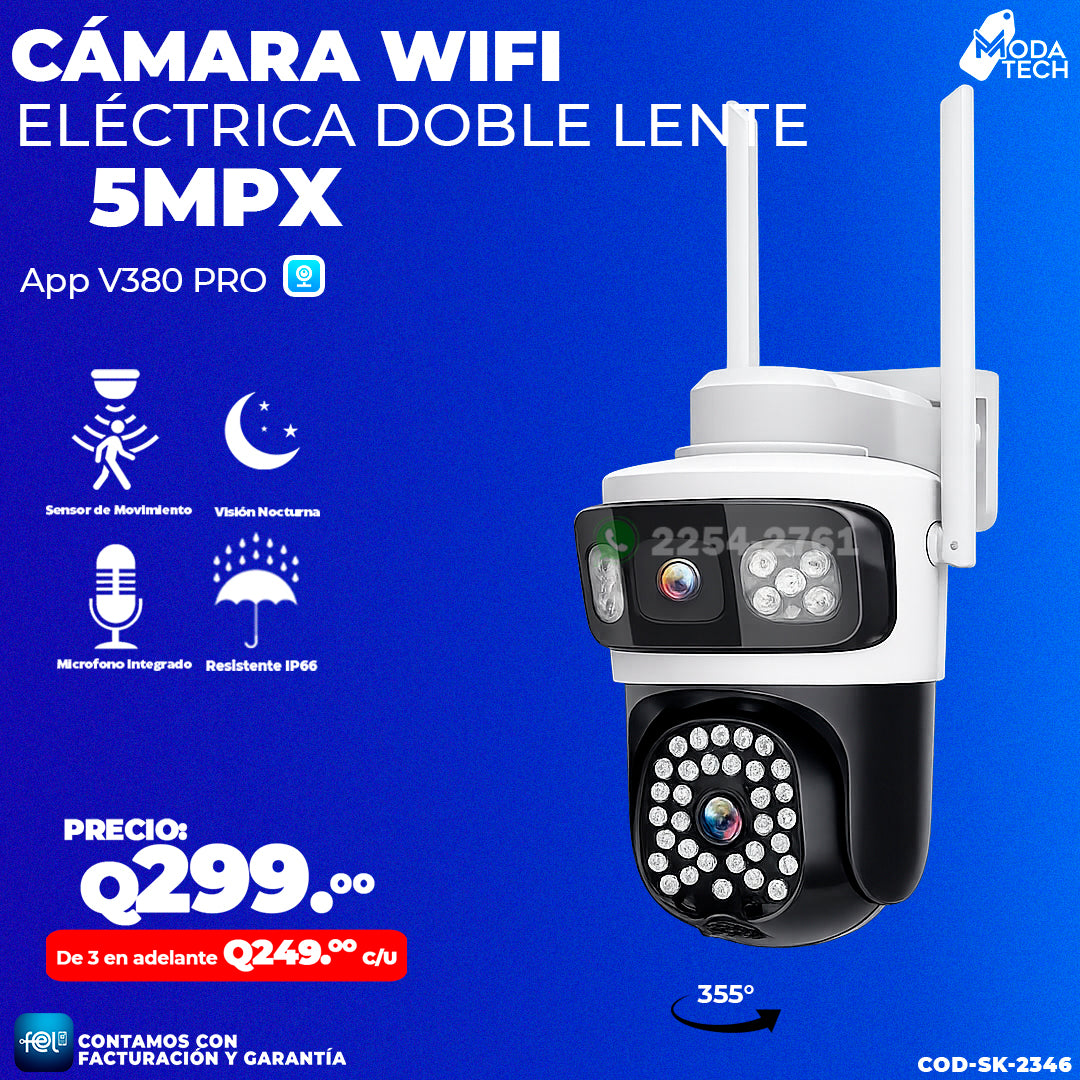 Cámara Wifi Doble lente de 5MPX ☂️