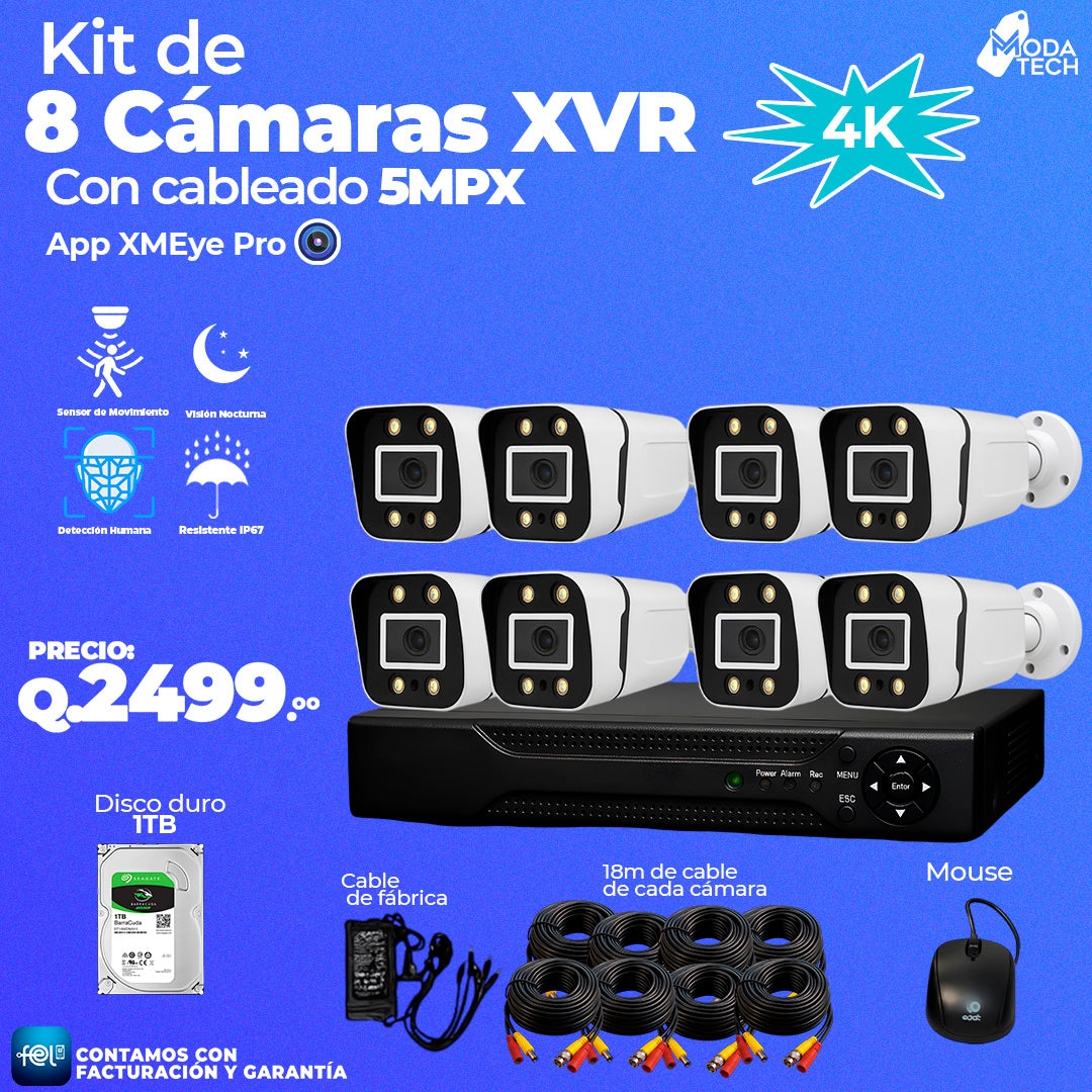 Kit de 8 Cámaras XVR