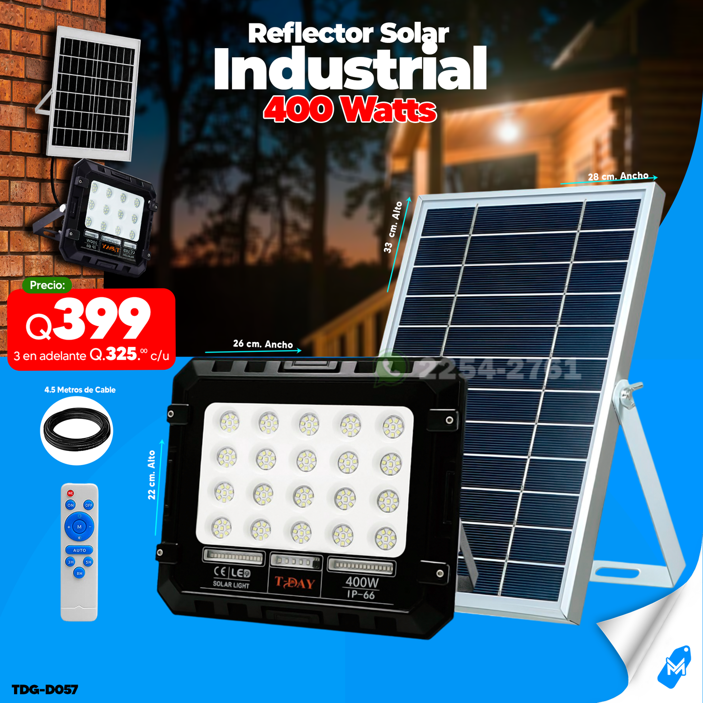 Reflecto Solar Industrial de 400 watts