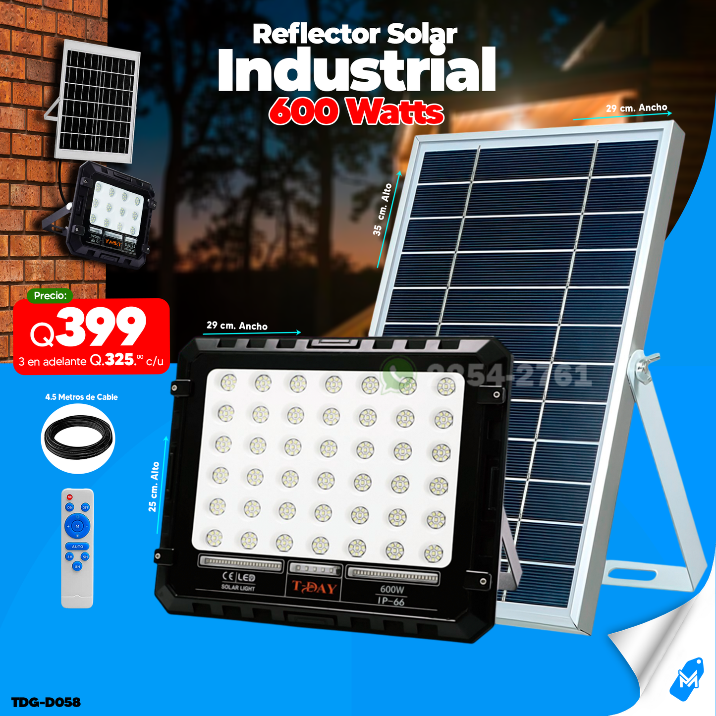 Reflecto Solar Industrial de 600 watts