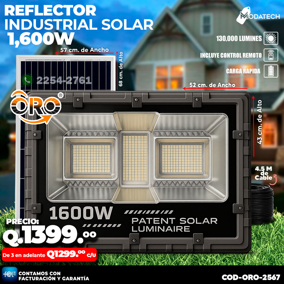 ☀️ Reflector Industrial Solar de 1,600 Watts - ORO ☀️