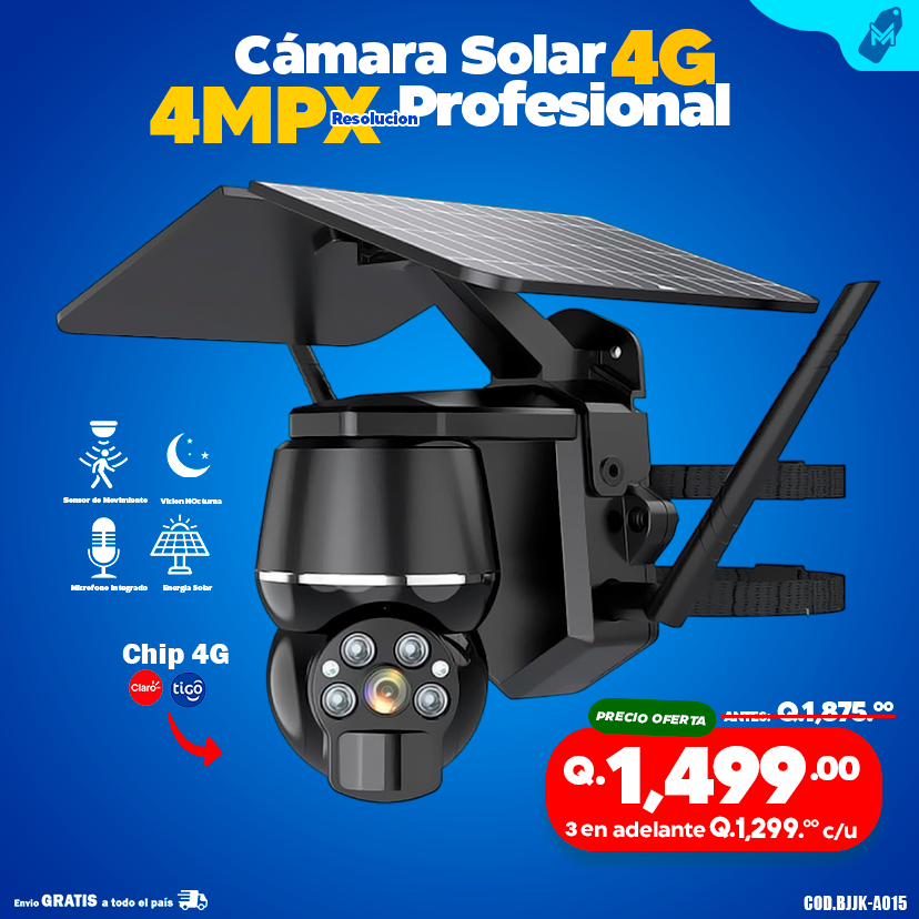 Cámara Solar con chip 4g de 4 megapixeles