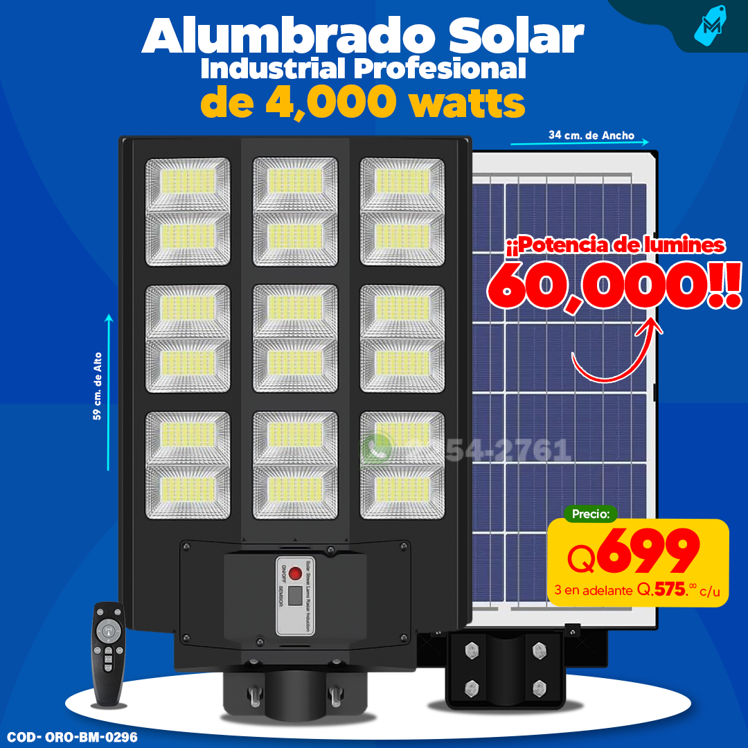 Alumbrado Solar Industrial de 4,000 watts