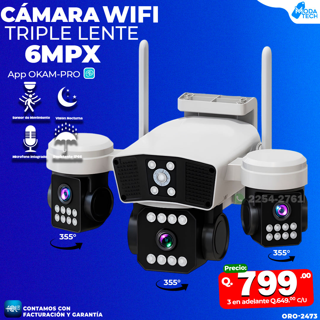 Cámara Wifi Triple Lente de 6MPX 🔥