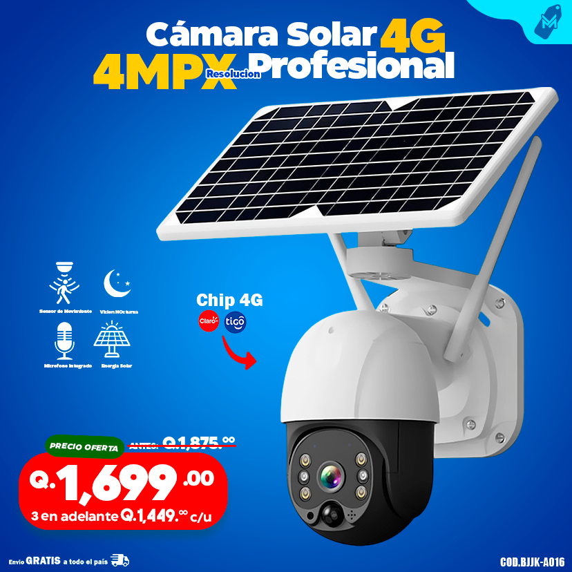 Cámara Solar con chip 4g de 4 megapixeles