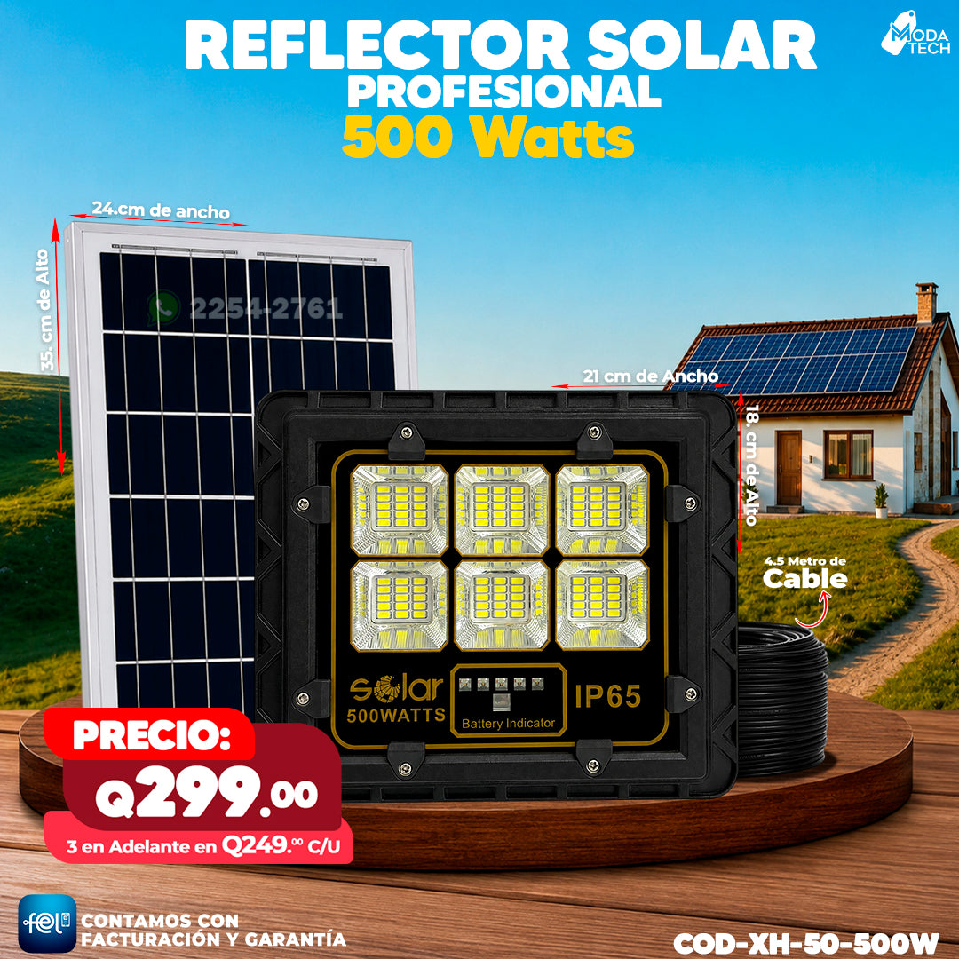 Reflector Solar de Vidrio de 500W 🔆🔆