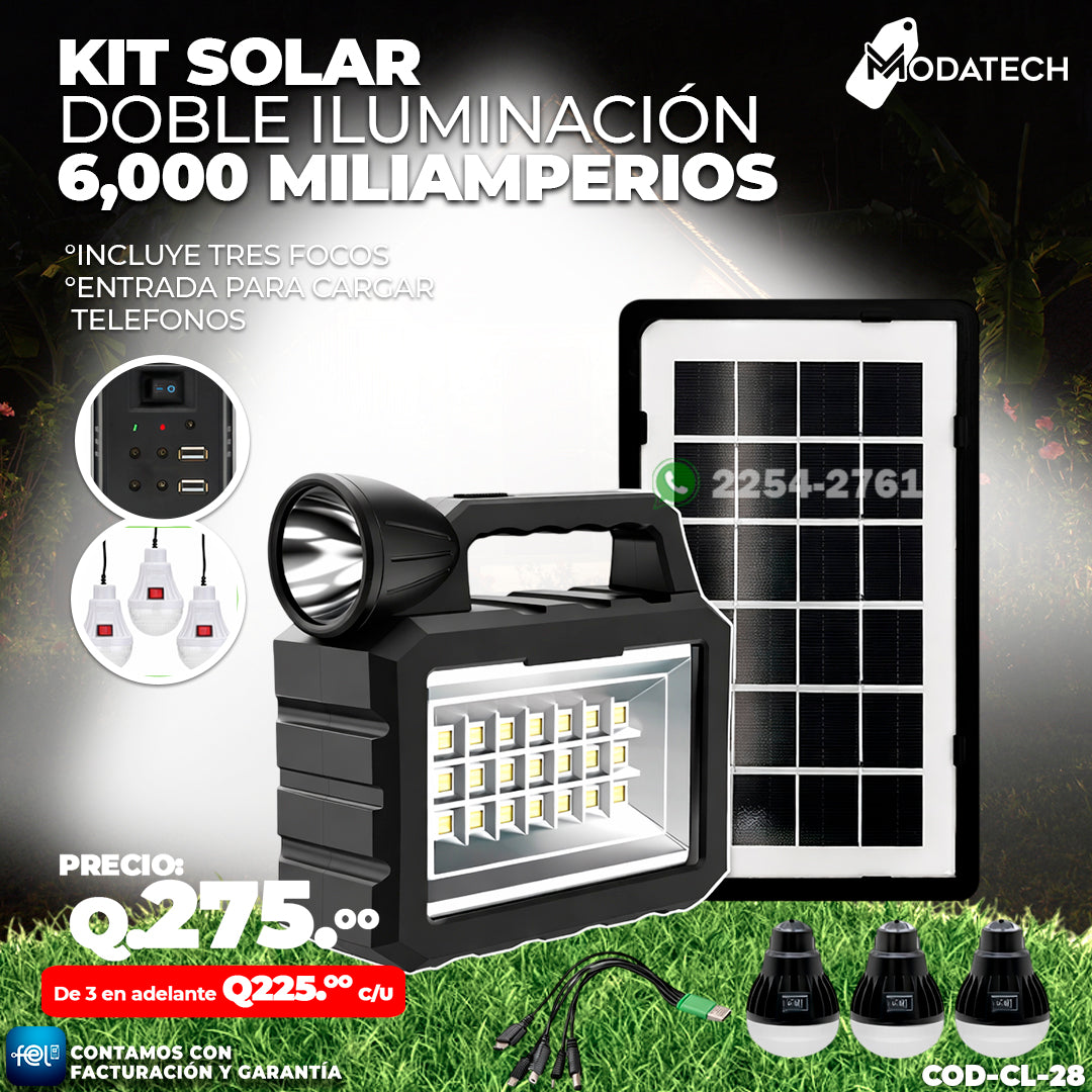 Kit Solar de Doble Iluminación de 6,000 mah 🔋☀️