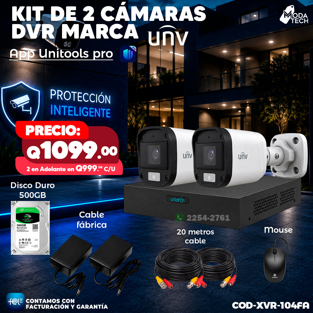 🎥📹 Kit XVR de 2 Cámaras UNV