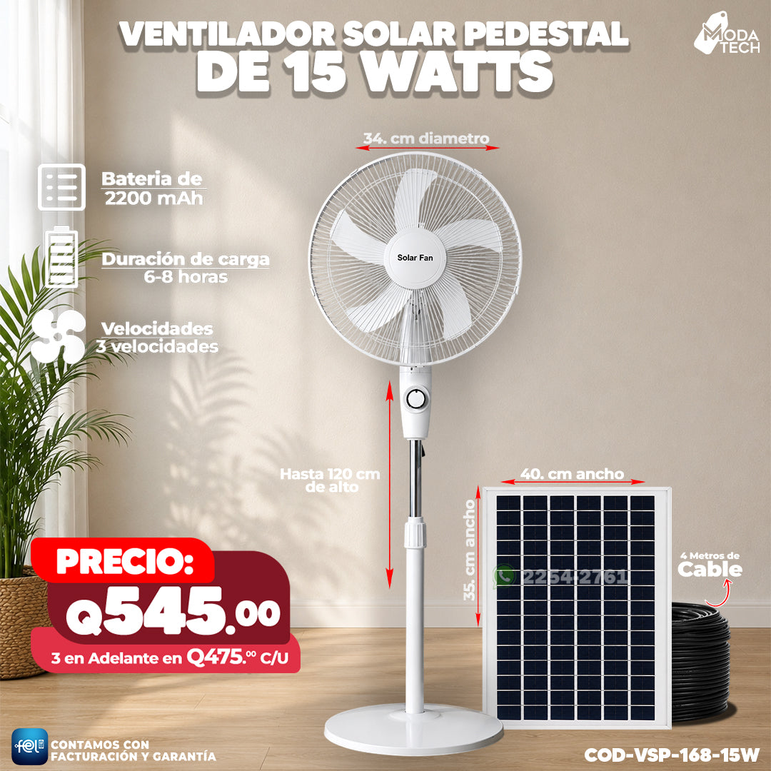 🌬️ Ventilador Solar Pedestal de 15W