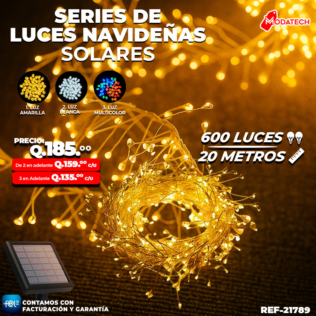 Luz Navideña color Amarilla de 600 Luces/ 20 Metros 🎇✨