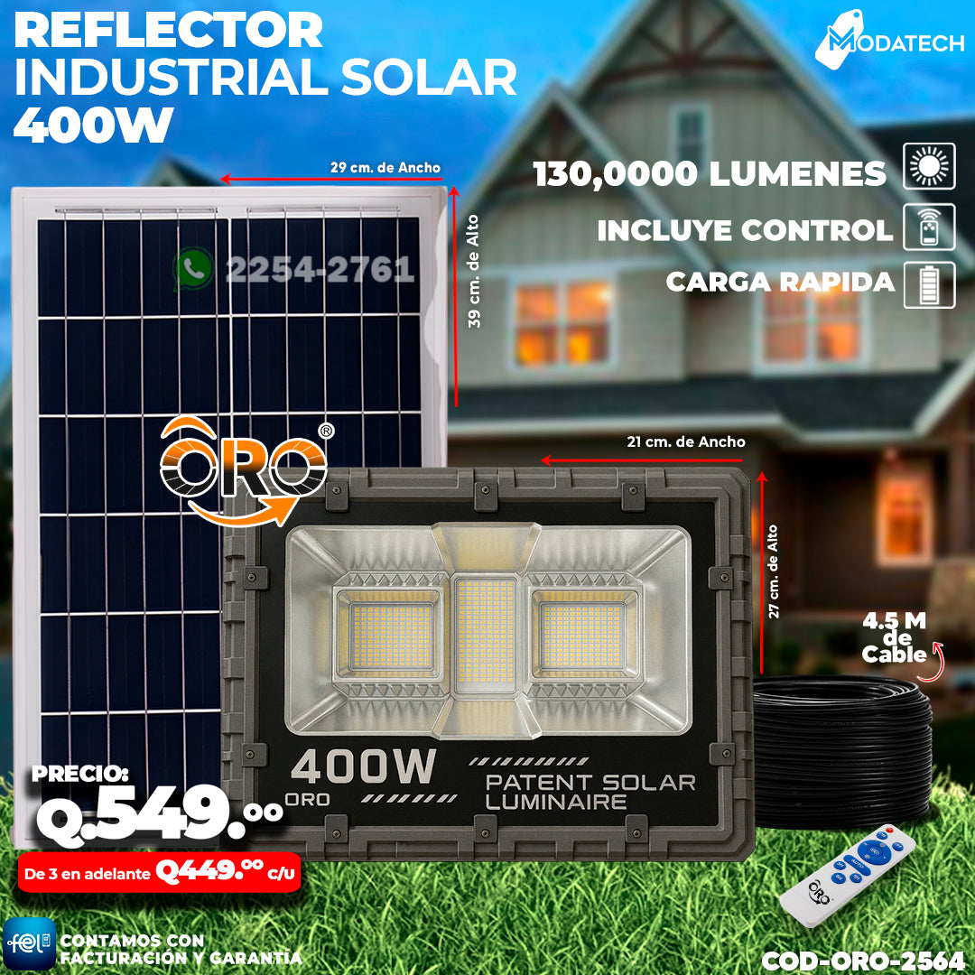☀️ Reflector Industrial Solar de 400 Watts - ORO ☀️
