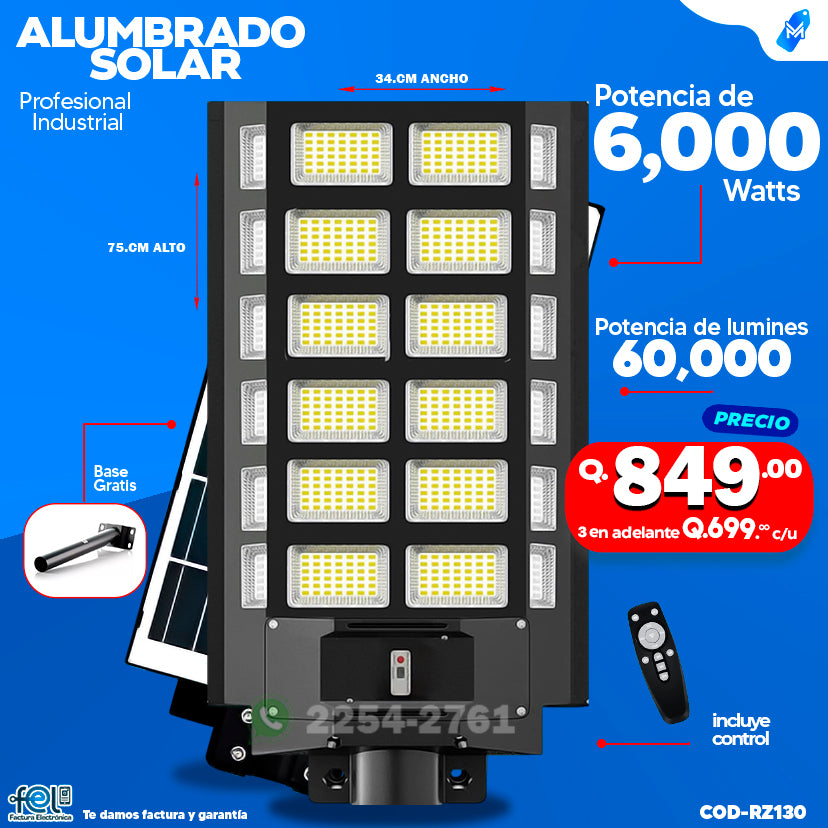 Alumbrado Solar Industrial -2,400 -4,000 -5,000- 6,000- 10,000 WATTS 💡🔆