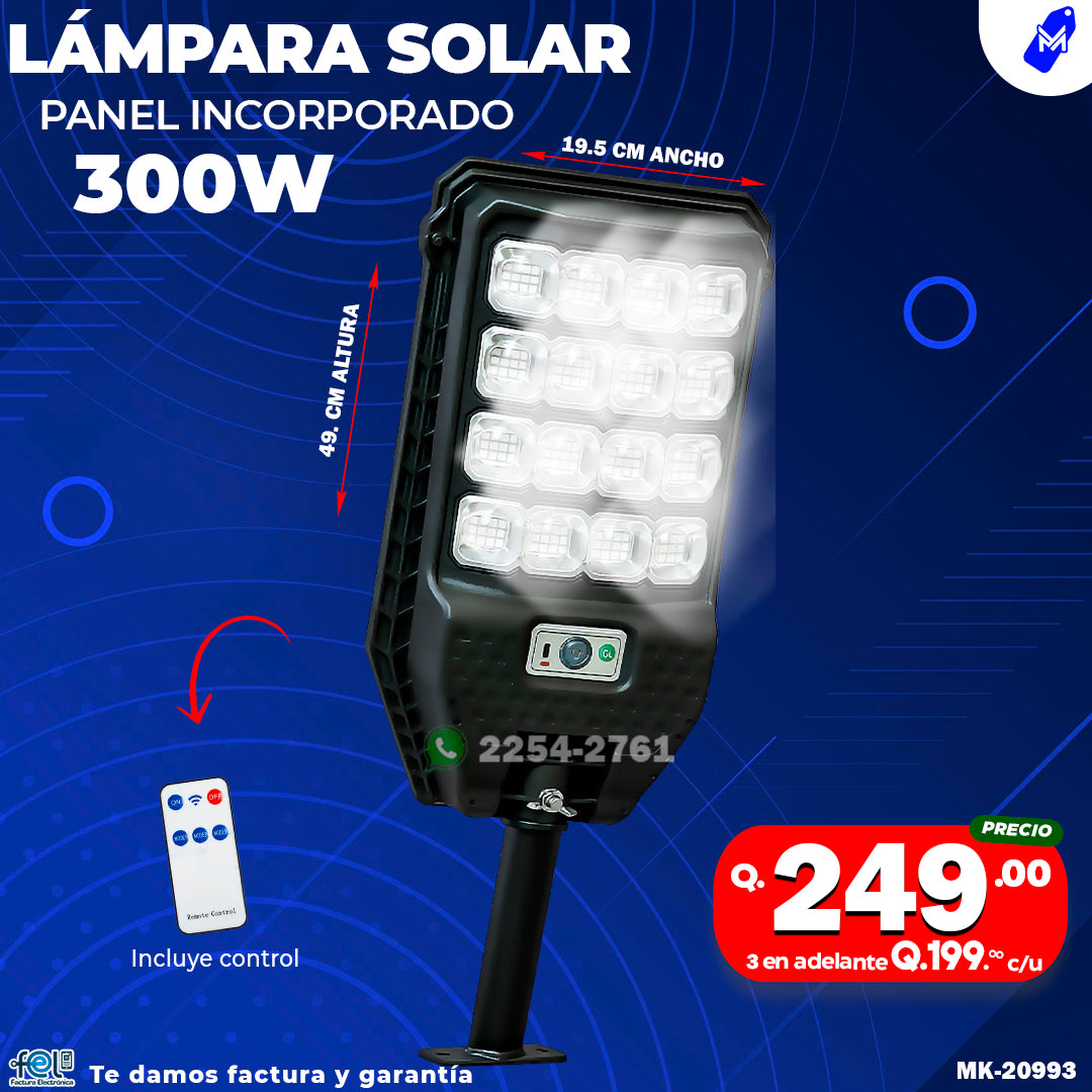 Lampara Con panel Solar de 300 watts ☀️🔋