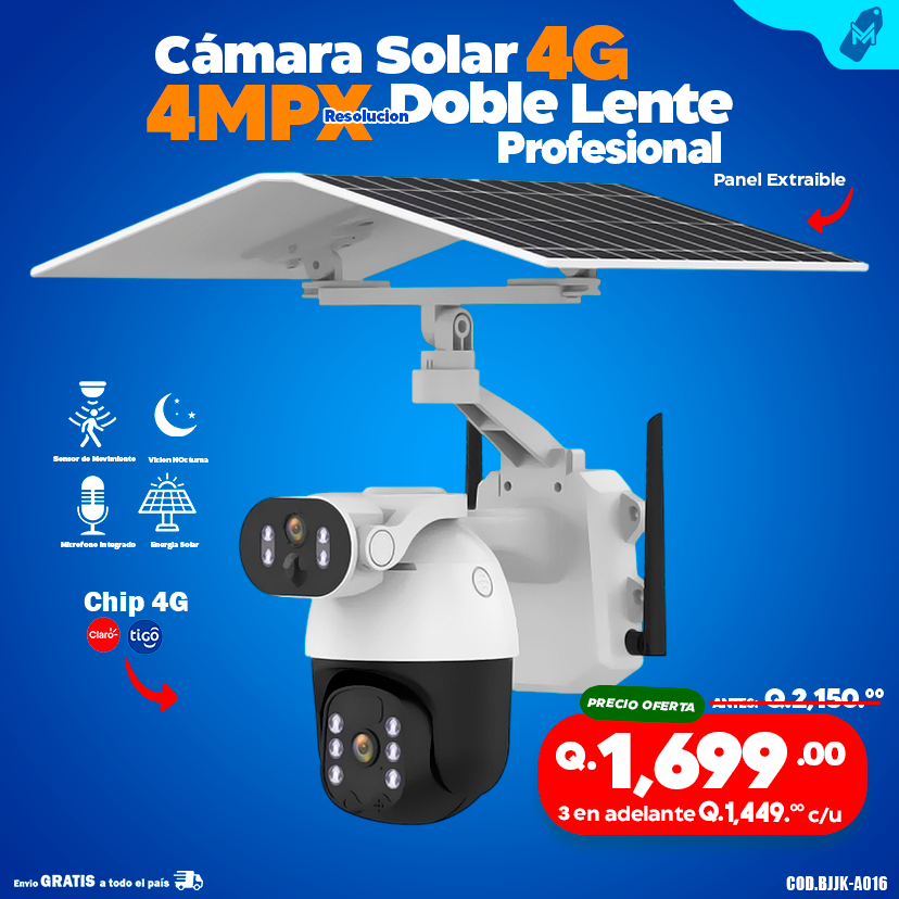 Cámara Solar con chip 4g de 6 megapixeles