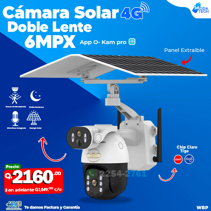 Cámara Solar con chip 4G de 6 megapixeles