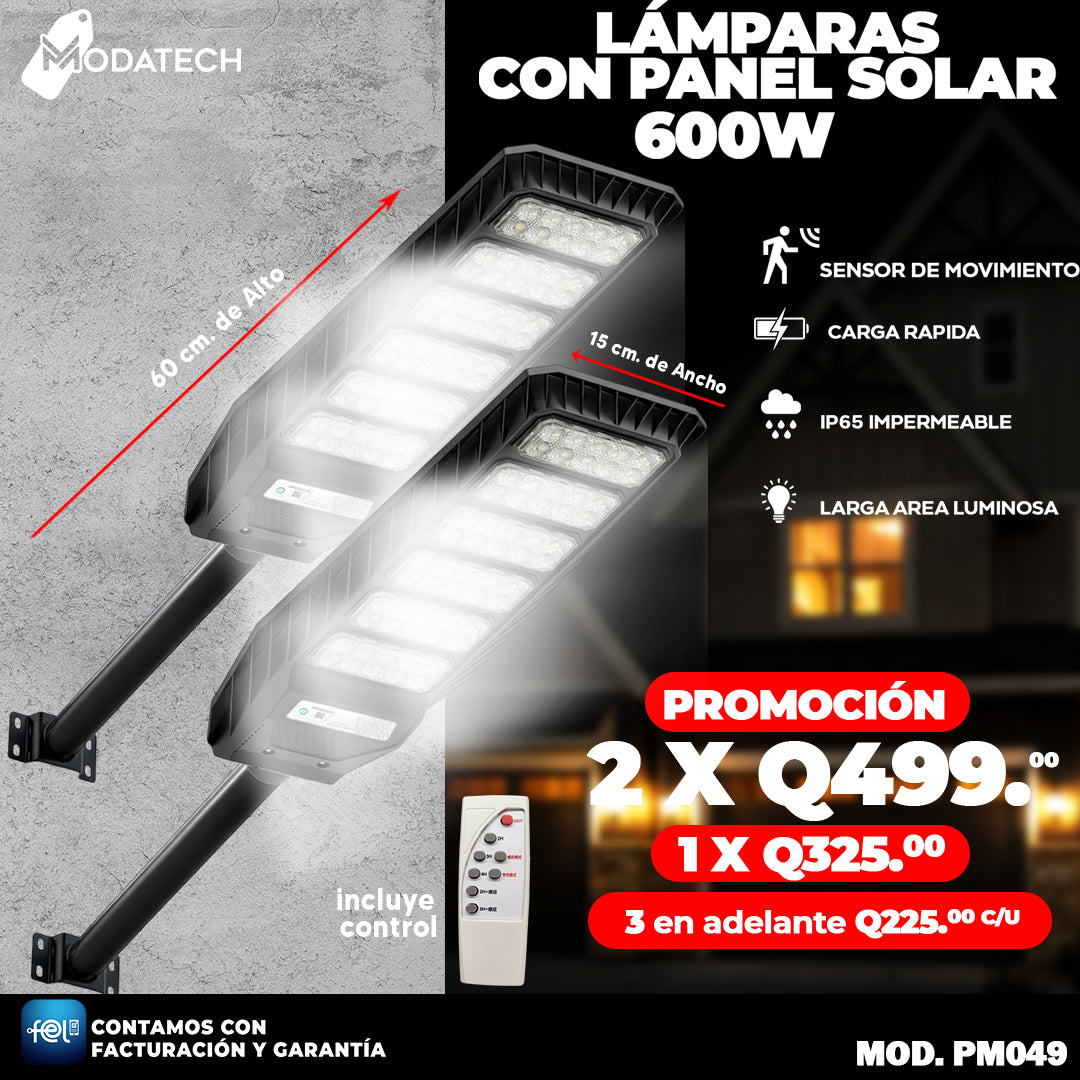 Lampara con Panel Solar de 600 Watts 🔋