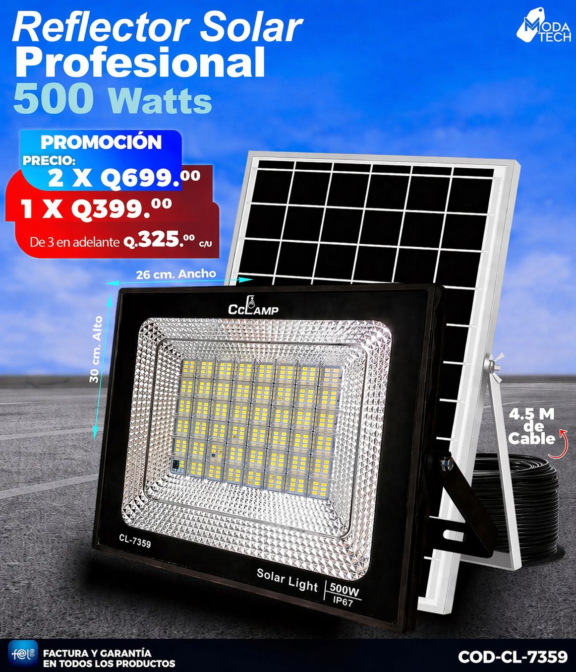 Reflectores Solares de 500 Watts 🌙