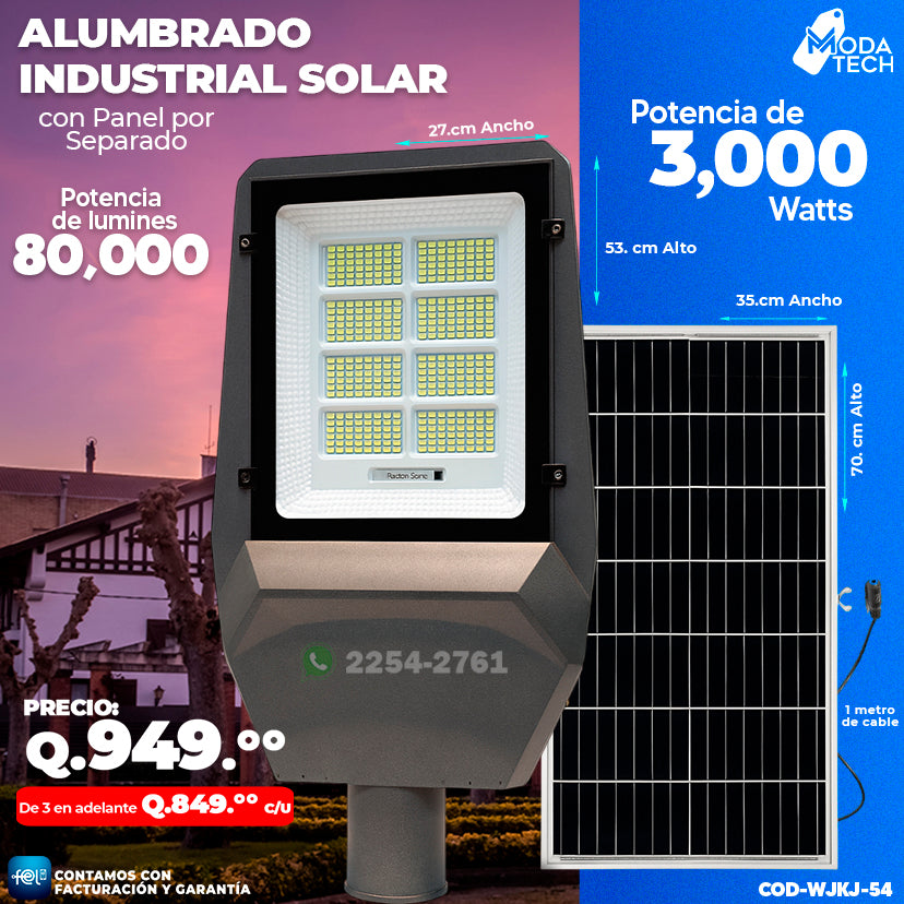 Alumbrado Profesional Solar de 3,000 Watts ⚡