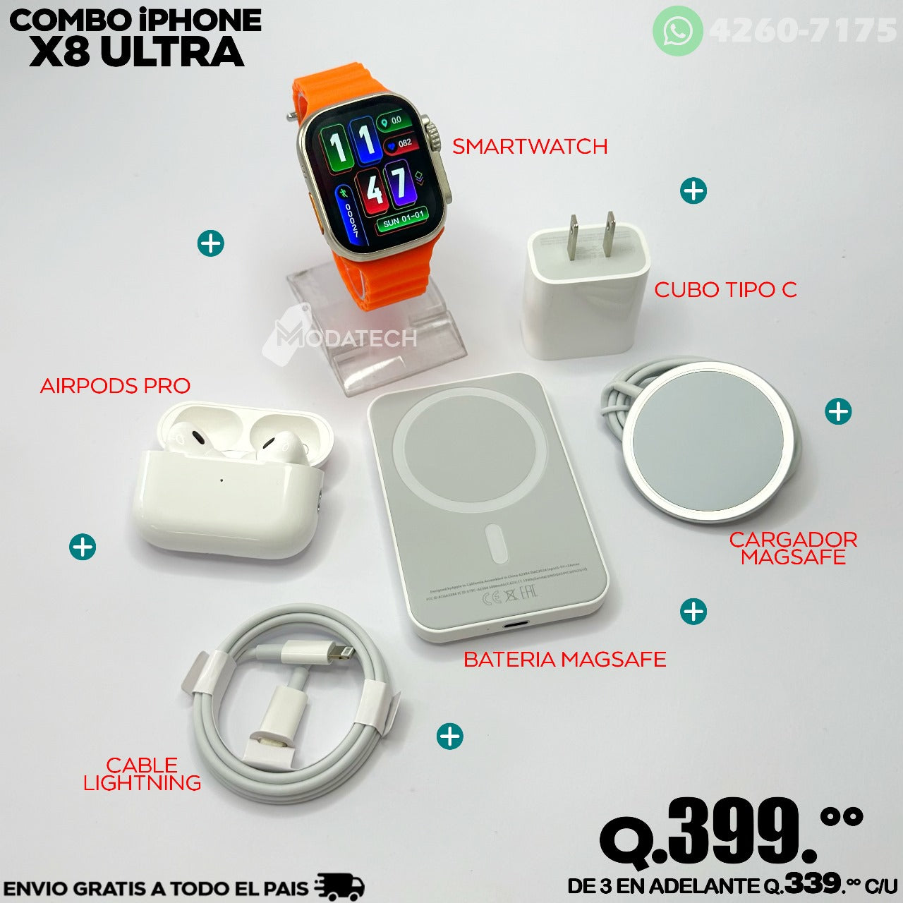 Smartwatch X8 ULTRA - Combo IPhone