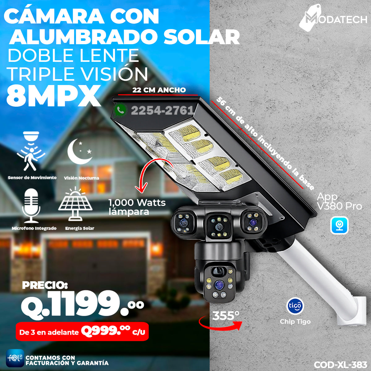Cámara con Alumbrado Solar 4G 📸💡
