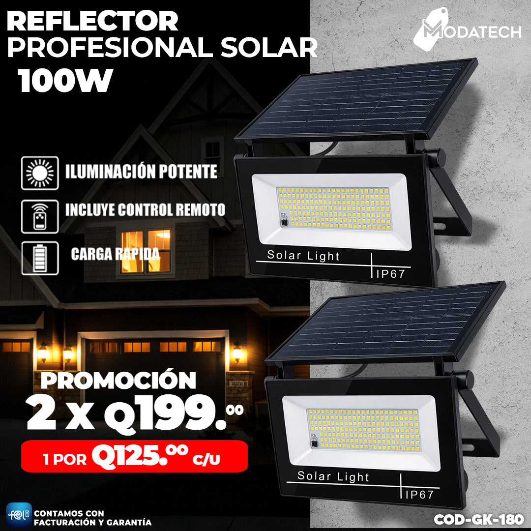 Reflectores Solares con Panel Integrado 100 Watts 🌞