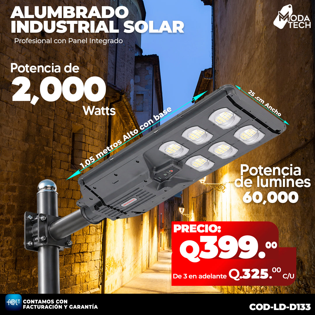 Alumbrado Solar Industrial de 2,000 Watts ☀️