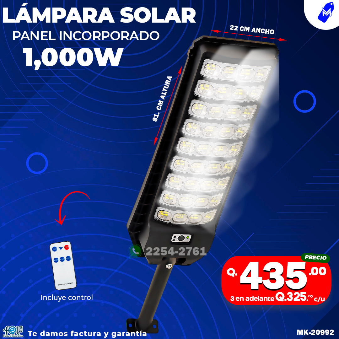 Lampara Con panel Solar de 1,000 watts ☀️🔋