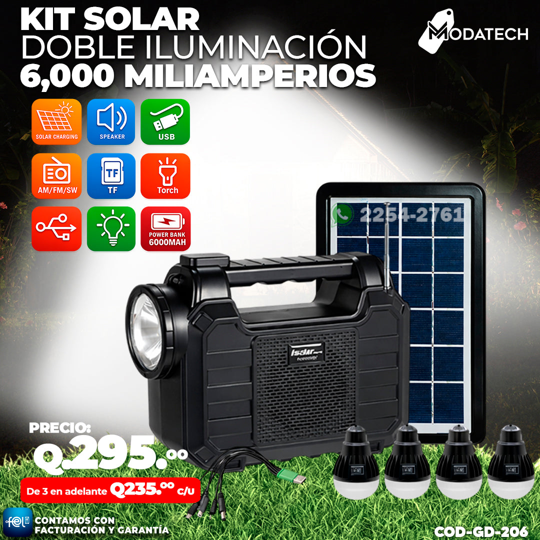 Kit Solar de Doble Iluminación de 6,000 mah 🔋☀️