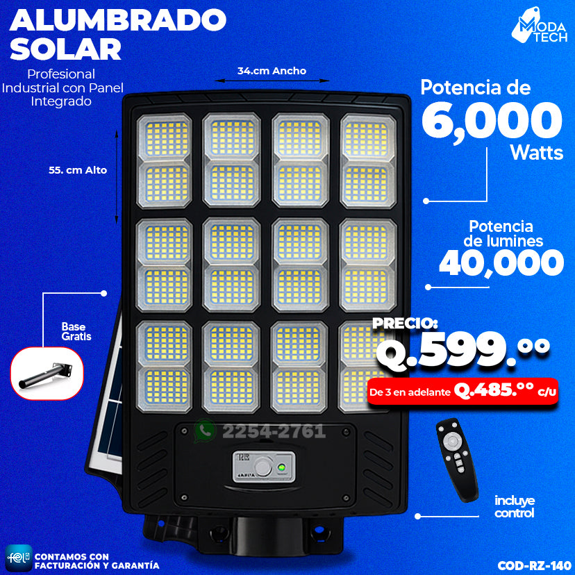 Alumbrado Solar Industrial - 6,000 WATTS 💡