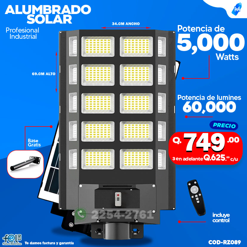 Alumbrado Solar Industrial -2,400 -4,000 -5,000- 6,000- 10,000 WATTS 💡🔆