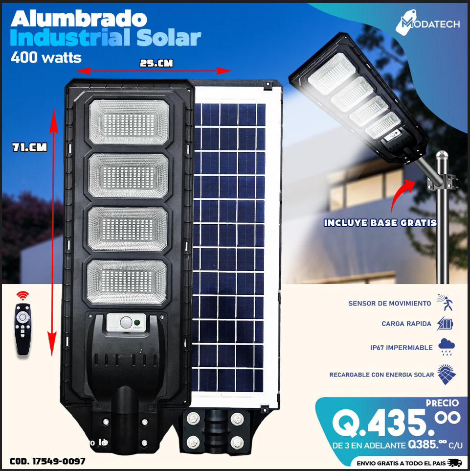 Alumbrados Solares Profesionales Industriales con Panel solar