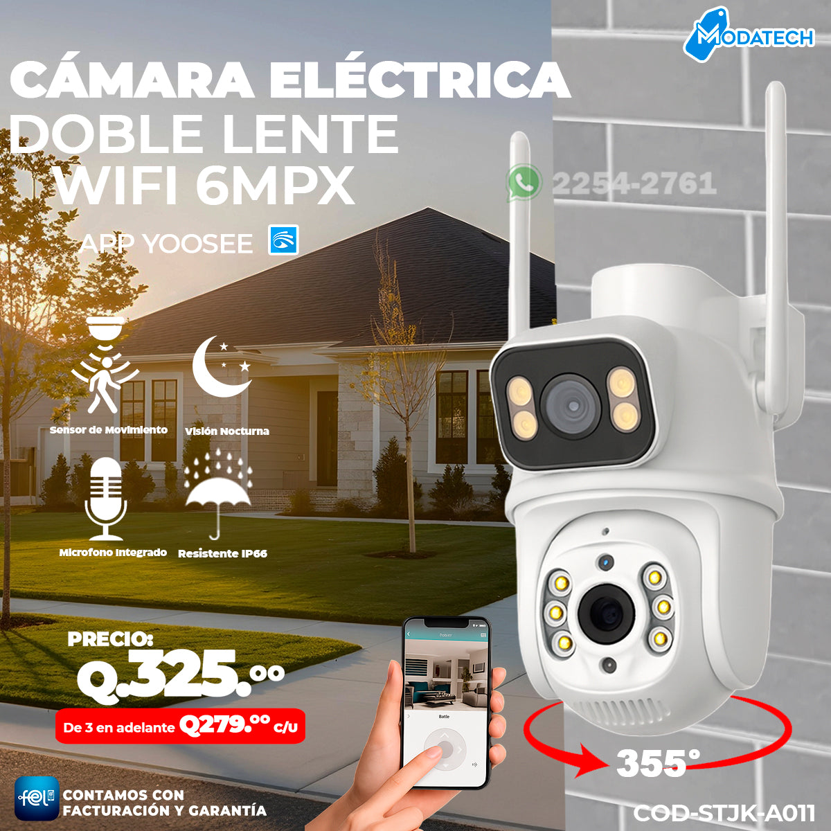Cámara Wi-fi 2 lentes 6MPX 🌙🌙
