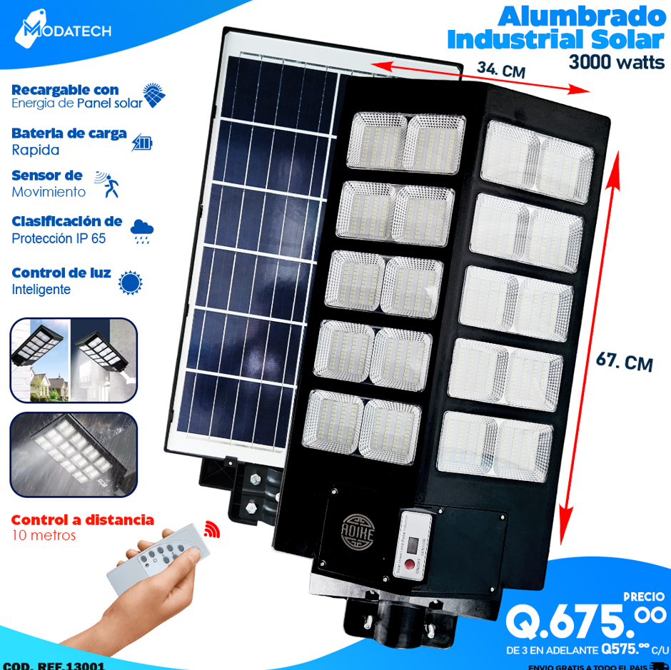 Alumbrados Solares Profesionales Industriales con Panel solar 3,000 Watts