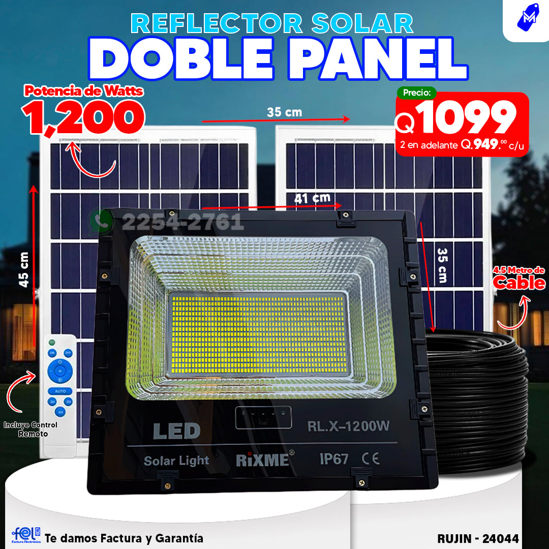 🔆 Reflector Solar Doble Panel de 1200 Watts 🔋☀️