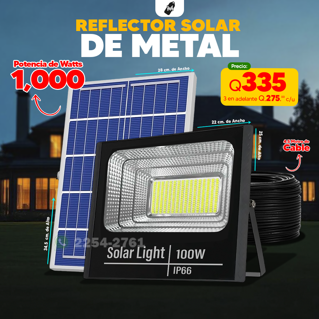 Reflectores Solares de Metal Con Panel 1,000 watts