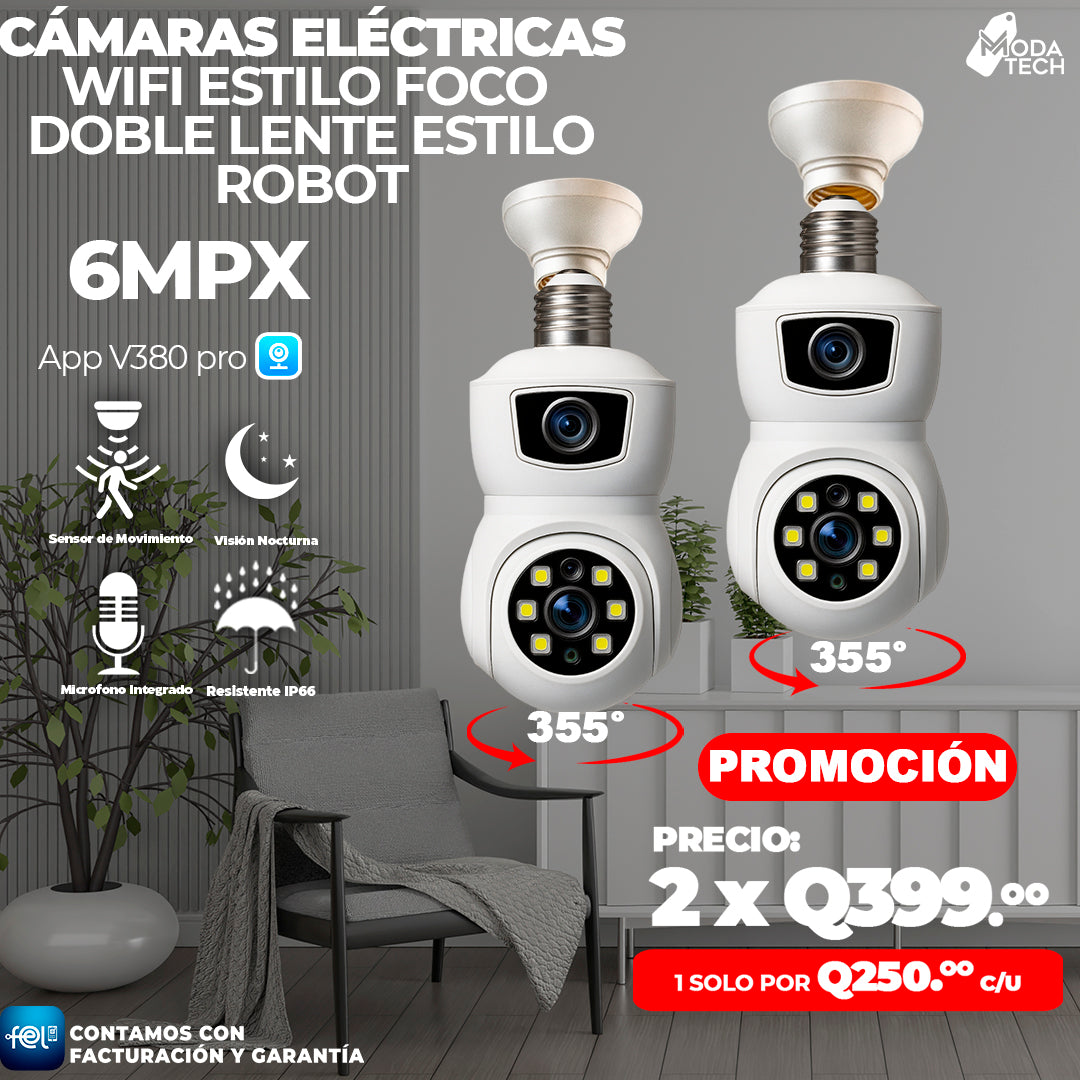 Cámara Wifi Doble Lente Estilo Robot 🤖