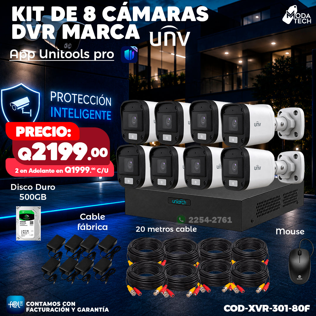 🎥📹 Kit XVR de 8 Cámaras UNV