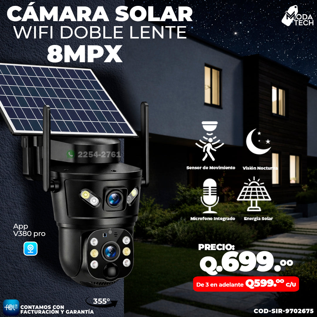 Cámara Solar Wifi de 8 MPX 🔥🔥