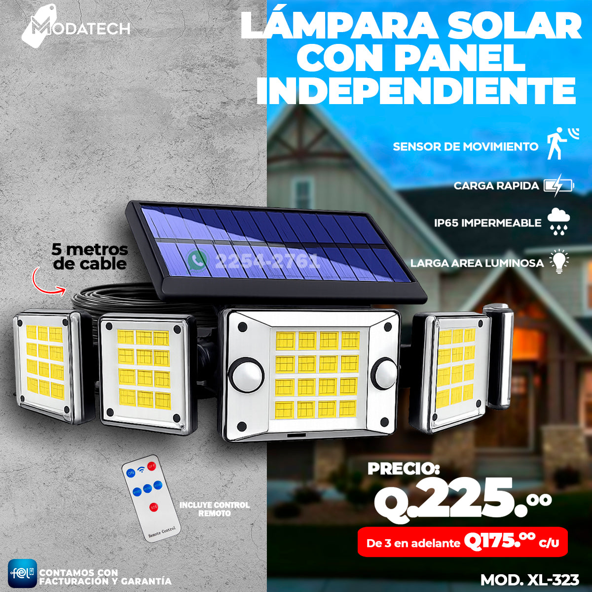 Lámpara Solar con panel por Aparte 🙂↕️