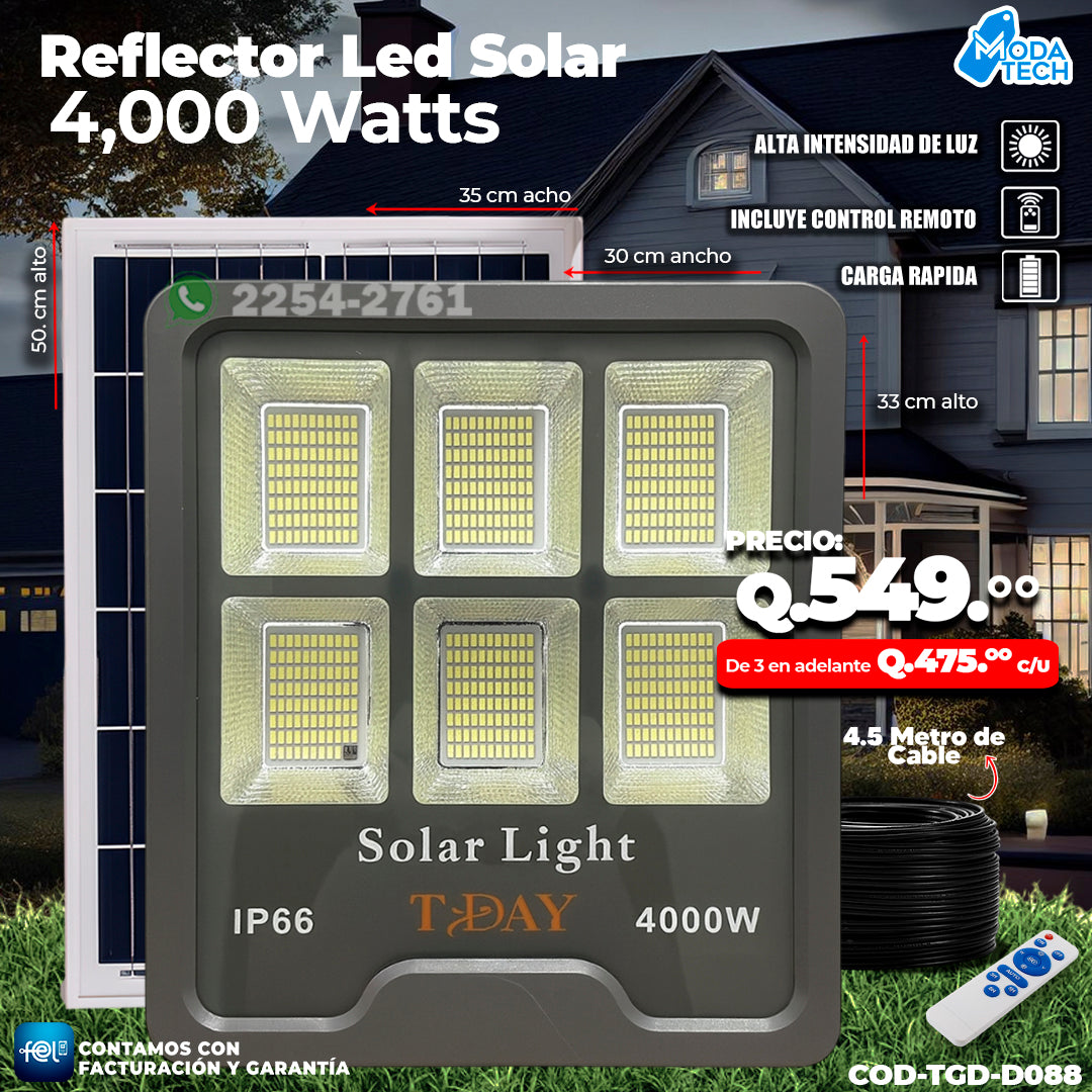 Reflector Profecional Led de Vidrio 4,000 watts 🌙.