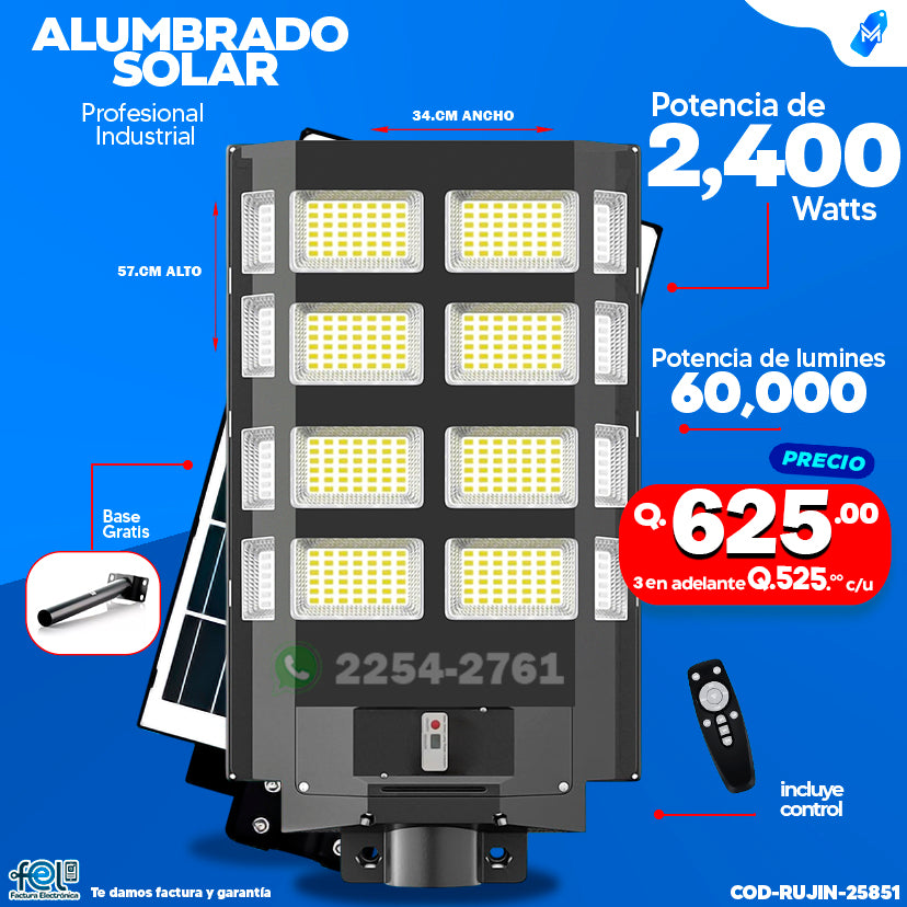 Alumbrado Solar Industrial -2,400 -4,000 -5,000- 6,000- 10,000 WATTS 💡🔆
