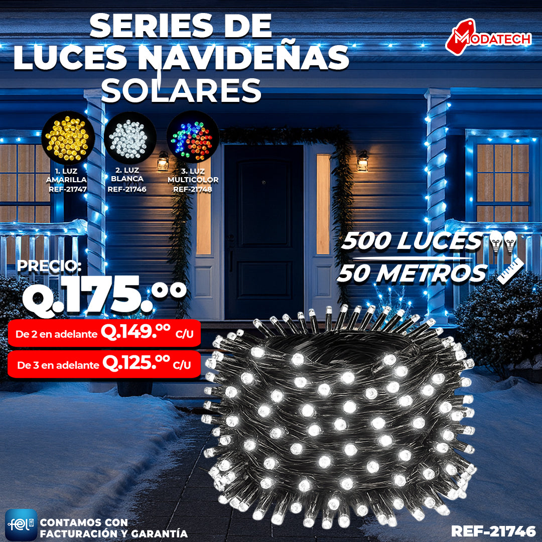 Luz Navideña color Blanco de 500 Luces/ 50 Metros 🎇✨