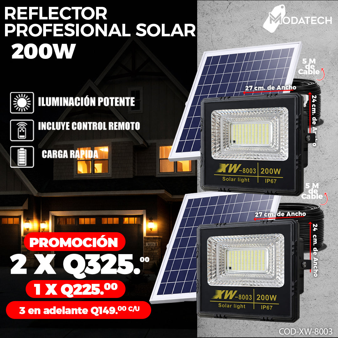 Reflectores Solares con Panel 200 Watts 🌞
