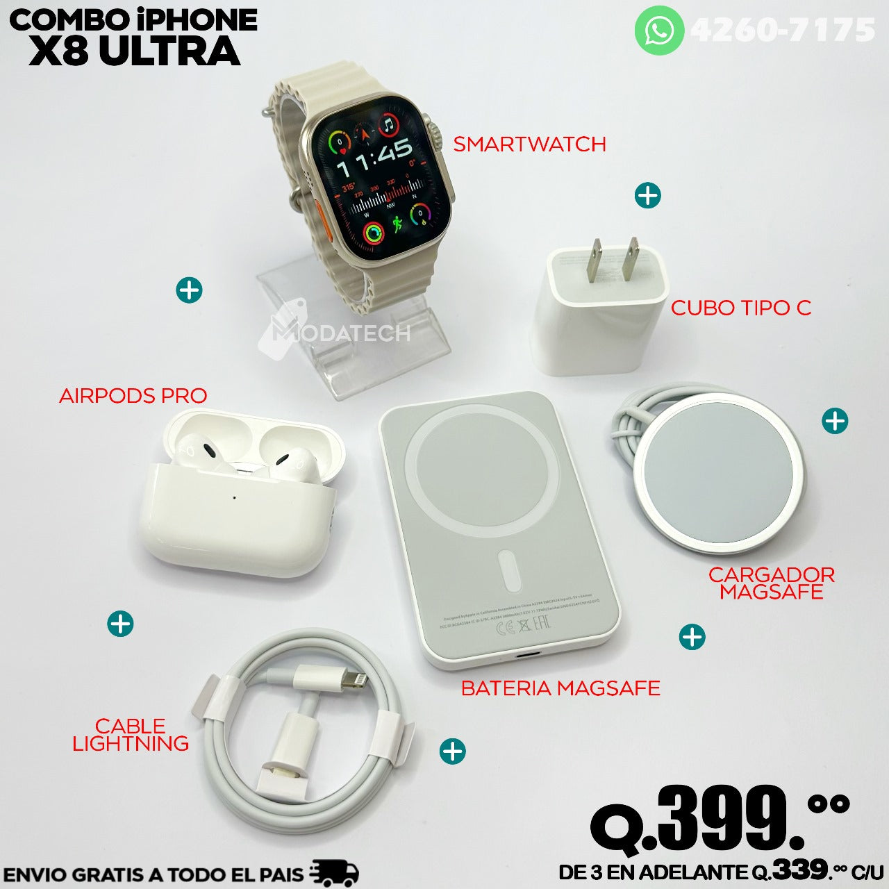 Smartwatch X8 ULTRA - Combo IPhone